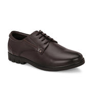 Men Premium Leather Brown Lace-Up Formal Derby Shoes (Earth-55-Brown)