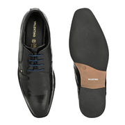 Men Premium Leather Black Lace-Up Formal Derby Shoes (Saint-63-Black)