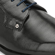 Men Premium Leather Black Lace-Up Formal Derby Shoes (Saint-63-Black)