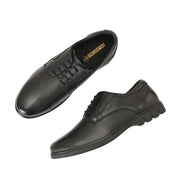Men Premium Leather Black Lace-Up Formal Derby Shoes (Earth-55-Black)