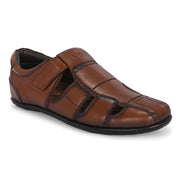 Valentino Men Genuine Leather Sandals with Cushioned Footbed and Durable Rubber Sole (CityWalker-25-Mocca)