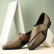 Men Premium Leather Grey Stylish & Comfortable Peshawari Sandals (Indigo-21-Grey)