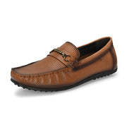 Men Premium Leather Tan Slip On Loafer (Prado-05-Tan)