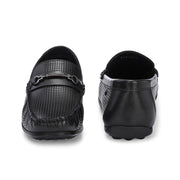 Men Premium Leather Black Slip On Loafer (Prado-05-Black)