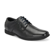 Men Premium Leather Black Lace Up Formal Derby Shoes (Gateway-56-Black)