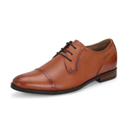 Men Premium Leather Cognac Lace-Up Formal Derby Shoes (Regal-50-Cognac)
