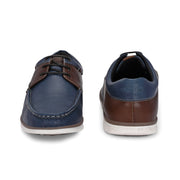 Men Premium Leather Casual Derby Shoes (Fascinate-55-Blue/Tan)
