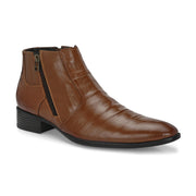 Men Premium Leather Tan Formal Ankle Zipper Boot (Pride-80-Tan)