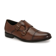 Men Premium Leather Double Monk Strap Formal Partywear Shoes (Winston-80-Brown)