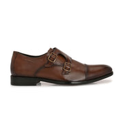 Men Premium Leather Double Monk Strap Formal Partywear Shoes (Winston-80-Brown)