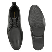Men Premium Leather Black Lace-Up Formal Derby Shoes (Amazona-75-Black)