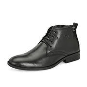 Men Premium Leather Black Lace-Up Formal Derby Shoes (Amazona-75-Black)