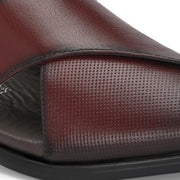 Men Premium Leather Bordo Stylish & Comfortable Peshawari Sandals (Indigo-21-Bordo)