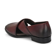 Men Premium Leather Bordo Stylish & Comfortable Peshawari Sandals (Indigo-21-Bordo)