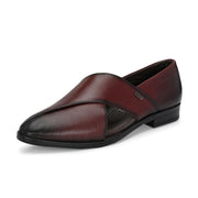 Men Premium Leather Bordo Stylish & Comfortable Peshawari Sandals (Indigo-21-Bordo)