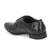 Men Premium Leather Black Lace-Up Formal Derby Shoes (Reform-69-Black)