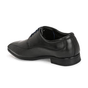 Men Premium Leather Black Lace-Up Formal Derby Shoes (V-Roman-55-Black)