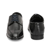 Men Premium Leather Black Lace-Up Formal Derby Shoes (V-Roman-55-Black)