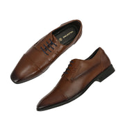 Men Premium Leather Mocca Lace-Up Formal Derby Shoes (V-Roman-62-Mocca)