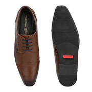 Men Premium Leather Mocca Lace-Up Formal Derby Shoes (V-Roman-62-Mocca)