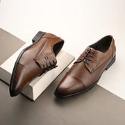 Men Premium Leather Mocca Lace-Up Formal Derby Shoes (V-Roman-62-Mocca)