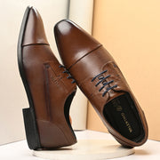 Men Premium Leather Mocca Lace-Up Formal Derby Shoes (V-Roman-62-Mocca)