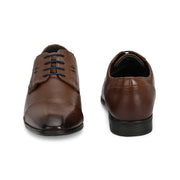 Men Premium Leather Mocca Lace-Up Formal Derby Shoes (V-Roman-62-Mocca)