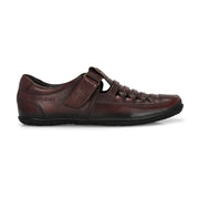 Valentino Men's Genuine Leather Cherry Sandals with Cushioned Footbed and Durable Rubber Sole (CityWalker-23-Cherry)