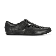 Valentino Men's Genuine Leather Black Sandals with Cushioned Footbed and Durable Rubber Sole (CityWalker-23-Black)