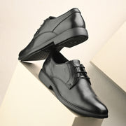 Men Premium Leather Black Lace-Up Formal Derby Shoes (Joyland-52-Black)
