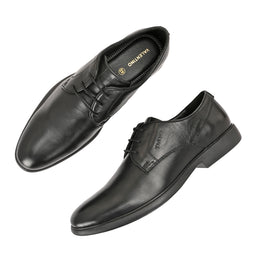 Men Premium Leather Black Lace-Up Formal Derby Shoes (Joyland-52-Black)
