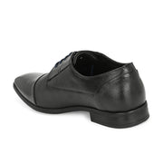 Men Premium Leather Black Lace-Up Formal Derby Shoes (V-Roman-62-Black)