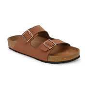 West Port Men's Cushion Sliders | PU Padded Footbed | Bounce Back Technology | Lightweight Flip Flops for Everyday Comfort (M-Aero-09-Tan)