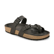 West Port Men's Cushion Sliders | PU Padded Footbed | Bounce Back Technology | Lightweight Flip Flops for Everyday Comfort (M-Aero-29-Black)