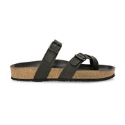 West Port Men's Cushion Sliders | PU Padded Footbed | Bounce Back Technology | Lightweight Flip Flops for Everyday Comfort (M-Aero-29-Black)