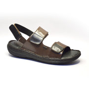 Men Premium Leather Brown/Black Casual Sandal (Challenge-66-Brown-Black)