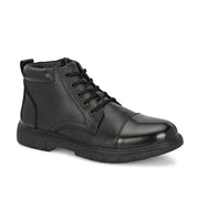 Men Premium Leather Lace-Up Ankle Boots with Side Zipper (Airman-80-Black)
