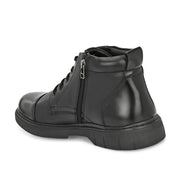 Men Premium Leather Lace-Up Ankle Boots with Side Zipper (Airman-80-Black)