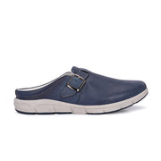 West Port Men Premium Leather Casual Mules for Men (Alliance-05-Blue)