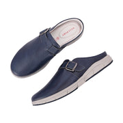 West Port Men Premium Leather Casual Mules for Men (Alliance-05-Blue)