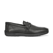 Men Premium Leather Black Slip-On Formal Shoes (Boat-01-Black)