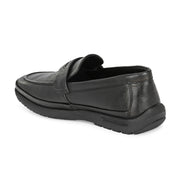 Men Premium Leather Black Slip-On Formal Shoes (Boat-01-Black)