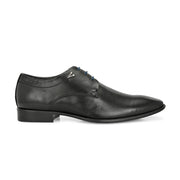 Men Premium Leather Black Lace-Up Formal Derby Shoes (Attitude-51-Black)