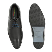 Men Premium Leather Black Lace-Up Formal Derby Shoes (Attitude-51-Black)