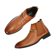Men Premium Leather Teak Formal Ankle Chelsea Boot (Amazona-95-Teak)