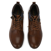 Men Premium Leather Tan Side Zipper & Lace-Up Boot (Global-85-Tan)