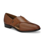 Men Premium Leather Tan Stylish & Comfortable Peshawari Sandals (Indigo-21-Tan)