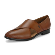 Men Premium Leather Tan Stylish & Comfortable Peshawari Sandals (Indigo-21-Tan)