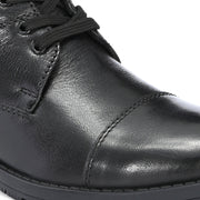 Men Premium Leather Black Side Zipper & Lace-Up Ankle Boot (Global-79-Black)