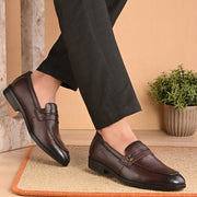 Men Premium Leather Cherry Loafers (Indigo-06-Cherry)